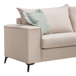 Verona 2-piece sofa, cream fabric, with mint cushions