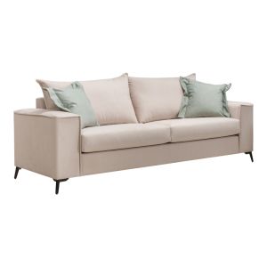 Verona 2-piece sofa, cream fabric, with mint cushions