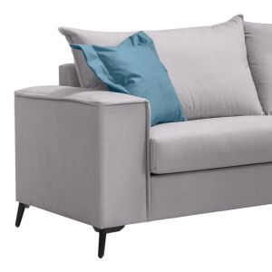 Verona sofa 2 pieces light gray fabric with blue pillows