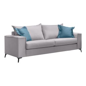 Verona sofa 2 pieces light gray fabric with blue pillows