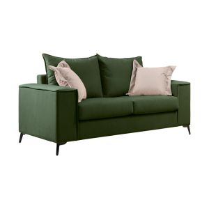 Verona 2-piece sofa, dark green fabric with cream cushions