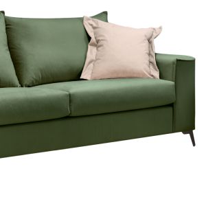 Verona 2-piece sofa, dark green fabric with cream cushions