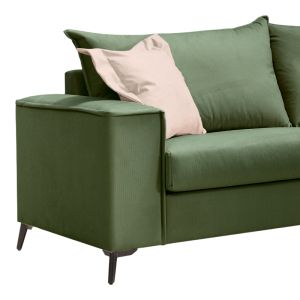 Verona 2-piece sofa, dark green fabric with cream cushions