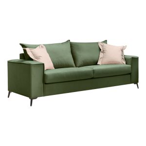 Verona 2-piece sofa, dark green fabric with cream cushions