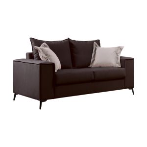 Verona 2-piece sofa, dark gray fabric with beige cushions