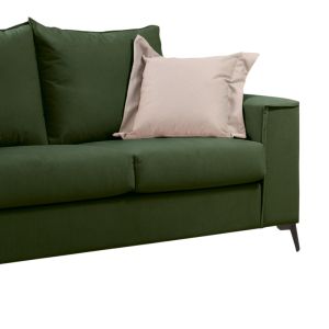 Verona 2-seater sofa, dark green fabric with cream cushions, 173x93x100cm
