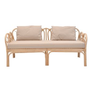 Sofa Ytrone natural color synthetic rattan beige cushion 166x61.5x71cm