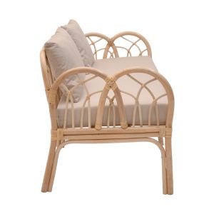 Sofa Ytrone natural color synthetic rattan beige cushion 166x61.5x71cm
