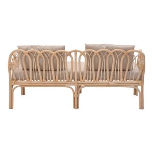 Sofa Ytrone natural color synthetic rattan beige cushion 166x61.5x71cm