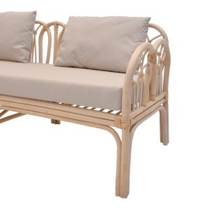 Sofa Ytrone natural color synthetic rattan beige cushion 166x61.5x71cm