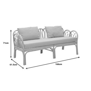 Sofa Ytrone natural color synthetic rattan beige cushion 166x61.5x71cm