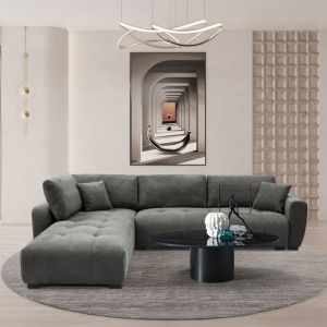 Диван десен ъглов дамаска Gianco в сив нюанс 298x208x85см