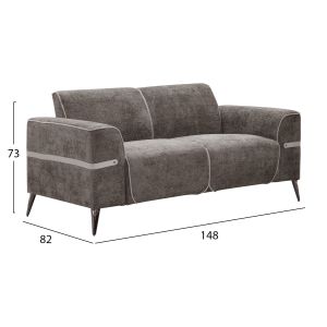Sofa set 2 pieces Ferin gray fabric-dark brown metal legs Hm6070,02