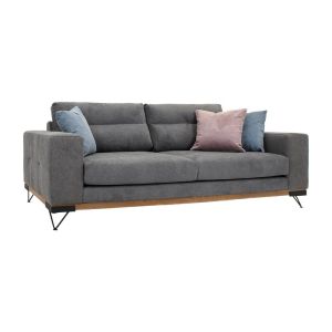 Sofa new monaco in gray color with light blue and pink pillows with dimensions 180x95x95+230x95x95