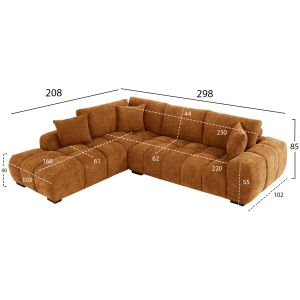 Coven left corner sofa in sand-beige fabric 298x102-208x85hcm Hm3266,02l