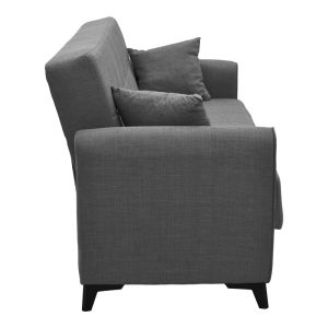 Sofa with storage space three-seater fabric Lincoln anthracite 225x85x90cm