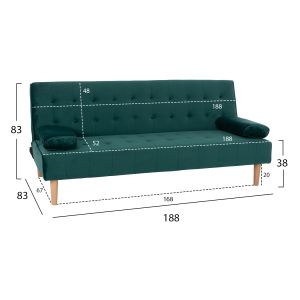 Sofa bed 'wanda' Hm3149,13 with green suede 188x83x83ycm