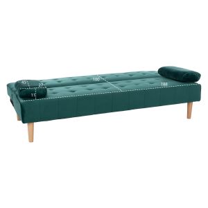 Sofa bed 'wanda' Hm3149,13 with green suede 188x83x83ycm
