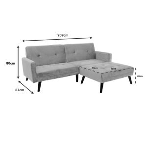 Dream sofa bed with velvet stool in rotten apple color 209x157x80cm