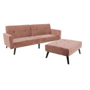 Dream sofa bed with velvet stool in rotten apple color 209x157x80cm