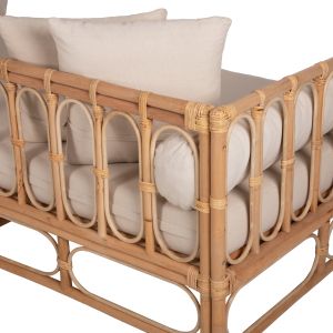 Диван-легло Lignano естествен ратан с бежови възглавници 200x100x75hcm Hm9660