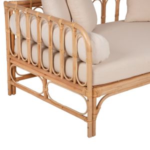 Диван-легло Lignano естествен ратан с бежови възглавници 200x100x75hcm Hm9660