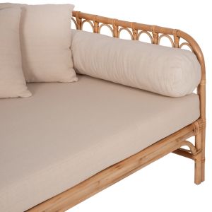 Диван-легло Lignano естествен ратан с бежови възглавници 200x100x75hcm Hm9660