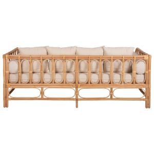 Диван-легло Lignano естествен ратан с бежови възглавници 200x100x75hcm Hm9660