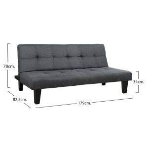 Sofa/bed Hm3000.02 gray fabric 180x82.5x78h cm.