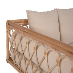 Дневно легло диван естествен ратан Aliki бежови възглавнички 200x100x86hcm Hm9658