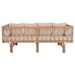 Дневно легло диван естествен ратан Aliki бежови възглавнички 200x100x86hcm Hm9658
