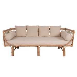 Дневно легло диван естествен ратан Aliki бежови възглавнички 200x100x86hcm Hm9658