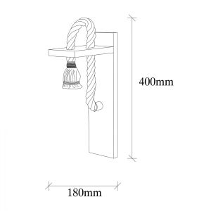 Wooden wall lamp with ropes Hm7303 11x18x40cm