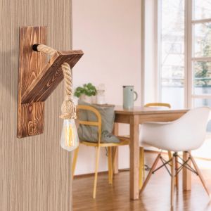 Wooden wall lamp with ropes Hm7303 11x18x40cm