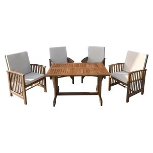 Дървен градински стол Borneo цвят орех с бежова възглавница 58x69x97cm