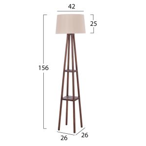 Wooden lamp with beige shade 26x26x156hcmhm7695,01