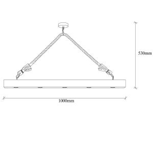 Wooden chandelier with rope details Hm7263 100x7x53cm