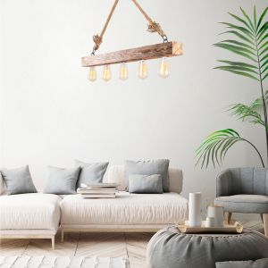 Wooden chandelier with rope details Hm7263 100x7x53cm