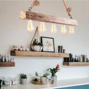 Wooden chandelier with rope details Hm7263 100x7x53cm