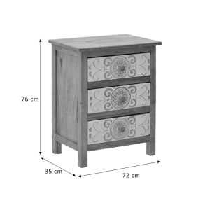 Wooden carved cabinet natural-white 72x35x76cm