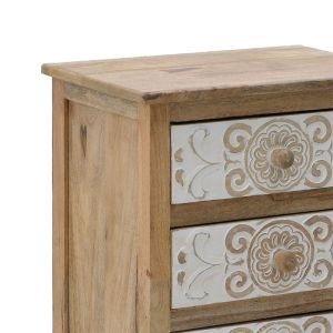 Wooden carved cabinet natural-white 72x35x76cm