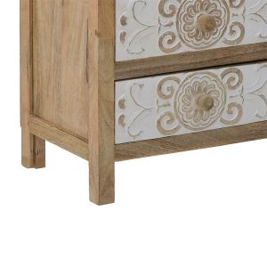 Wooden carved cabinet natural-white 72x35x76cm