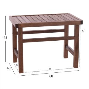 Дървена маса-табуретка цвят орех 60χ40x45υcm