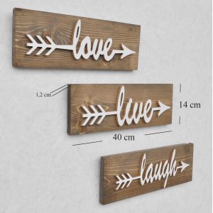 Дървена стенна декорация Love Live Laugh Hm7308 40x1,2x14cm