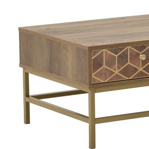 Wooden coffee table Brilo color brown/gold 101x59x43cm