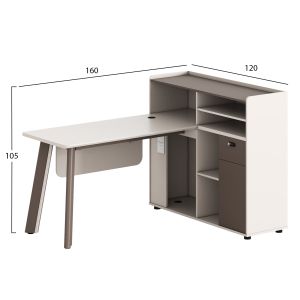 Дясно ъглово офис бюро Newline Hm18275r меламин в кремаво бяло с алуминиеви крака 160x120x105h