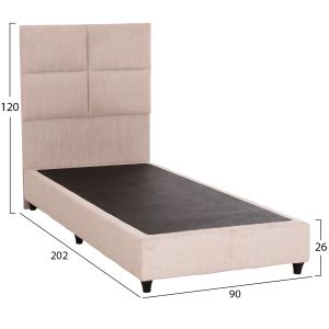 Единично легло Milo Hm652.32 плат теди в бежово - за матрак 90x200см