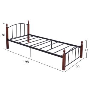 Единично легло метал и дърво 90x190 Hm381