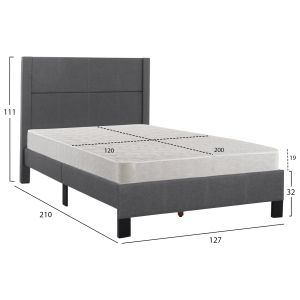 Единично легло с матрак Trillop Hm21203.12 сив плат - за размери 120x200см.