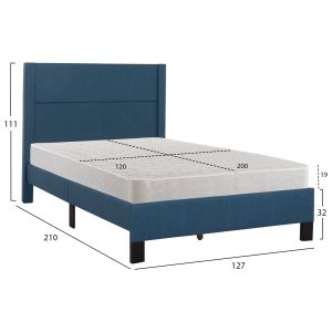 Единично легло с матрак Trillop Hm21203.14 син плат - за размери 120x200см.